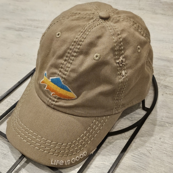 NWOT Life is Good Distressed Fishing Adjustable Hat - Picture 2 of 9